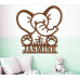 Wandbild Kinder - Elefant mit Namensschriftzug 