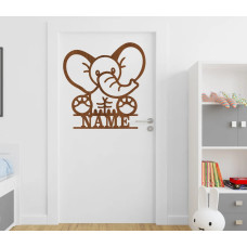 Wandbild Kinder - Elefant mit Namensschriftzug 