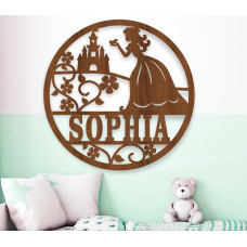 Wandbild Kinder - Prinzessin mit Namensschriftzug 